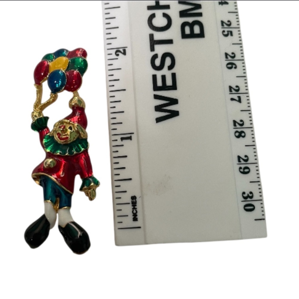 Vintage Colorful Clown Brooch with Balloons - Picture 3 of 7
